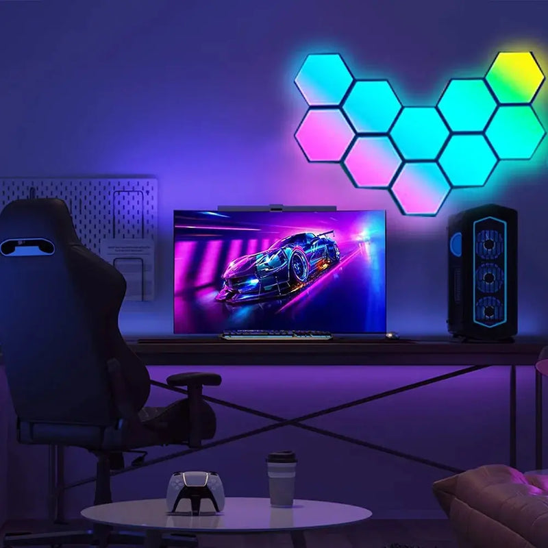 Luminária Hexagonal LED de Parede RGB Minha loja